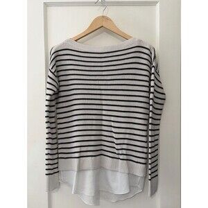 Ralph Lauren Breton Striped Layered Sweater XS Black Ivory Nautical Capsule